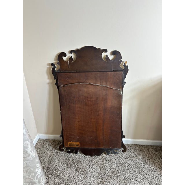 Vintage Oxford Mfg. Carved Wood Wall Mirror With Aged Glass For Sale In Raleigh - Image 6 of 9