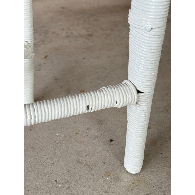 White Antique Karpen Fiber Rush Wicker Demi Lune Table, Chicago & New York, Circa 1900–1915 For Sale - Image 8 of 12