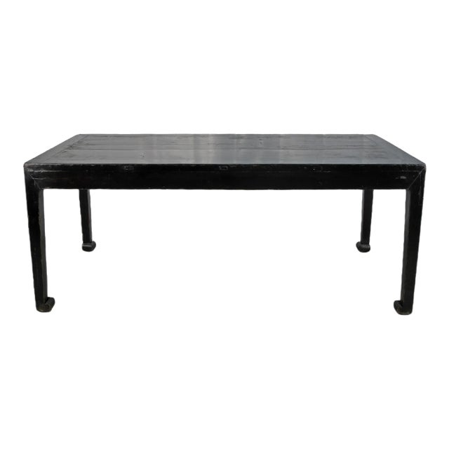 35" Tall Antique Black Lacquer Table For Sale