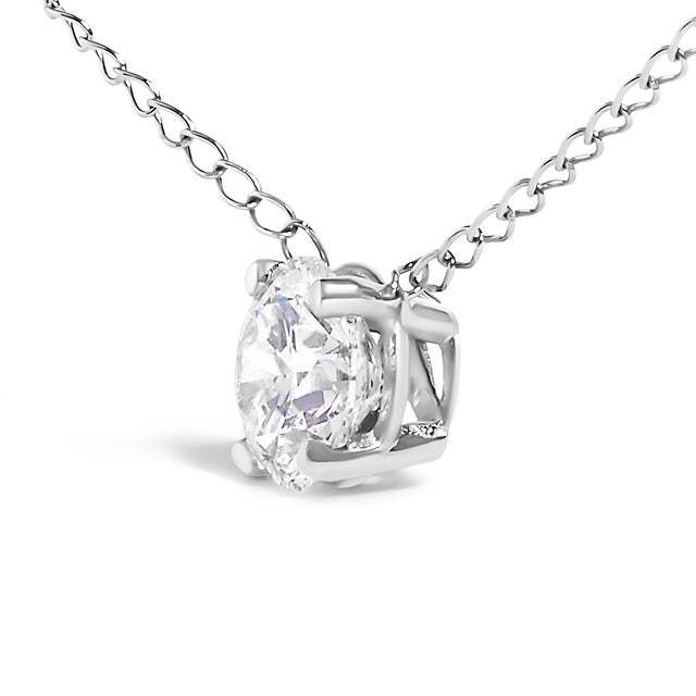 Contemporary 14K White Gold Floating 1/2 Cttw Lab Grown Diamond Solitaire Pendant Necklace - 18" Inches For Sale - Image 3 of 5
