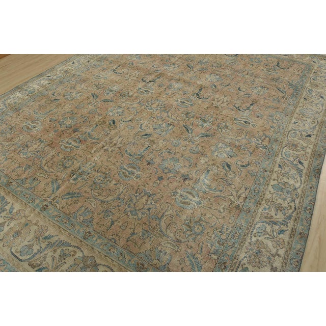 Farmhouse Tabriz Rug 9’10” X 12’7” Pink Wool Vintage Distressed Hand-Knotted Carpet For Sale - Image 3 of 15
