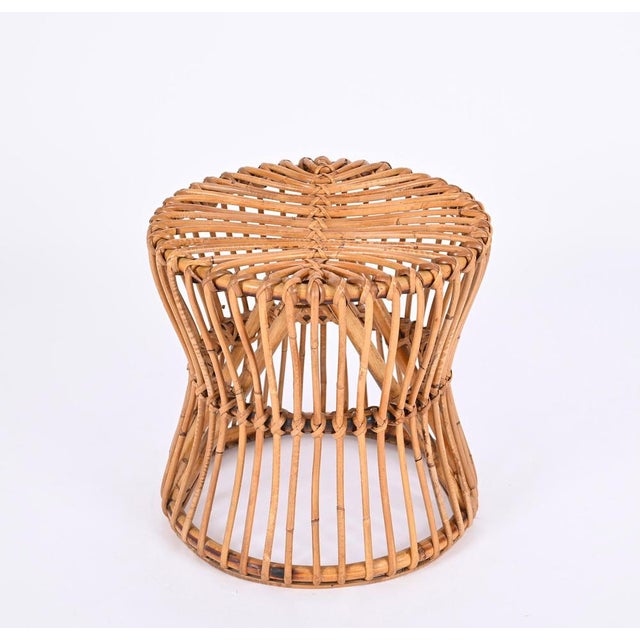 Mid-Century Italian Bamboo and Rattan Stool from BBB Boncina, 1960s For Sale - Image 10 of 15