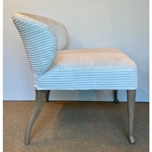 Modern Baker Modern White Pleated Palace Slipper Chairs Pair For Sale - Image 3 of 7