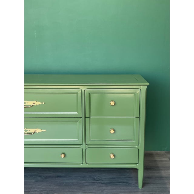 1960s 1960s Mid-Century Modern Green Lacquered Dresser of Six Drawers For Sale - Image 5 of 13