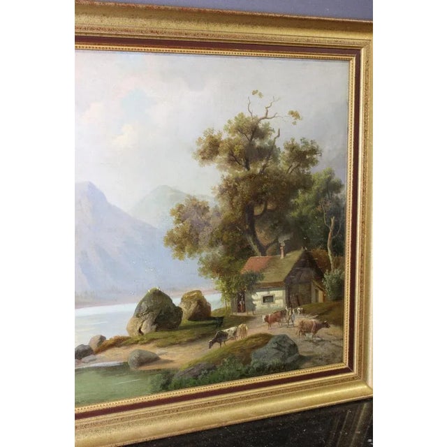 Mountain Landscape, 1800s, Oil on Canvas, Framed For Sale - Image 5 of 13