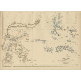 Antique Map of Celebes and the Maluku Islands by W. G. Blackie, 1859 For Sale