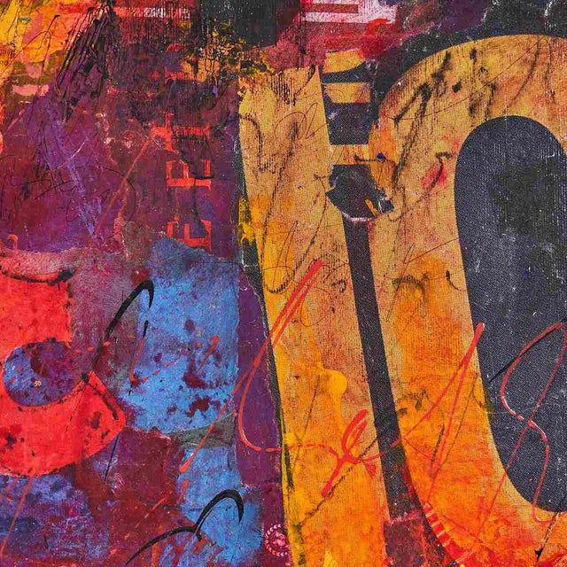 Eros Pandolfi, Colorful Abstract Composition, Oil on Canvas For Sale - Image 3 of 5