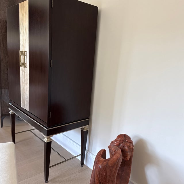 Ethan Allen Ethan Allen Evansview Bar Cabinet Hollywood Regency "Showstopper" Indonesian Mahogany. Modernist / Mid-Century Modern For Sale - Image 4 of 5