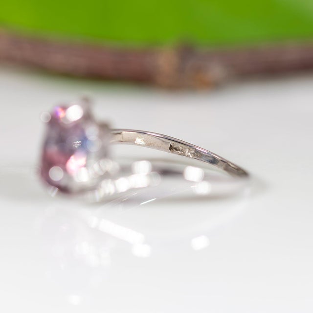 1.74Ct Bi-Color Tourmaline Estate Ring With Sapphire Accents in Solid 14k Gold, Size 6.75 For Sale - Image 9 of 9