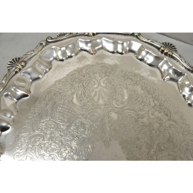Early 20th Century Vintage Edward San Giovanni Silver Plated Shell Form Twin Handle Platter Tray For Sale - Image 5 of 12