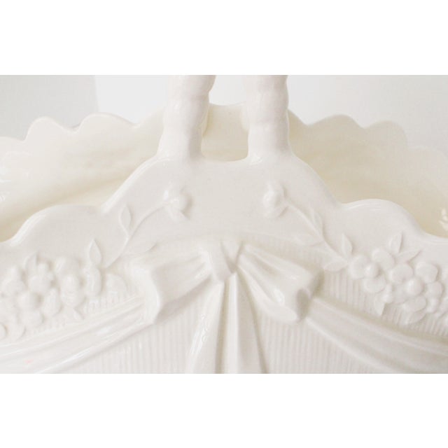 Victorian 1960's White Porcelain Centerpiece Basket/Spain For Sale - Image 3 of 7