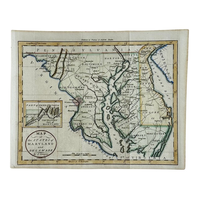 Maryland & Delaware Map by Morse, Circa 1796 For Sale