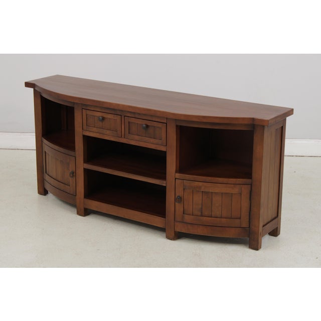 Traditional Cherry 2 Drawer 2 Door Media Tv Hall Credenza For Sale - Image 3 of 13