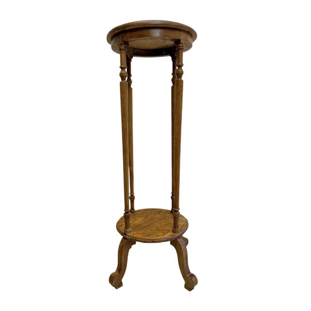 Antique Oak Pedestal Plant Stand, 1890s For Sale - Image 4 of 13