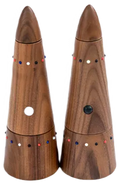 Pok Collection Salt Mill and Pepper Grinder Set in Walnut Wood by SoShiro, 2019, Set of 5