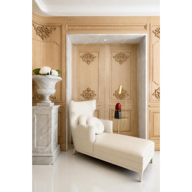 Lui Lounge Chair in Leather and Wood by Christophe Perichon For Sale - Image 6 of 8