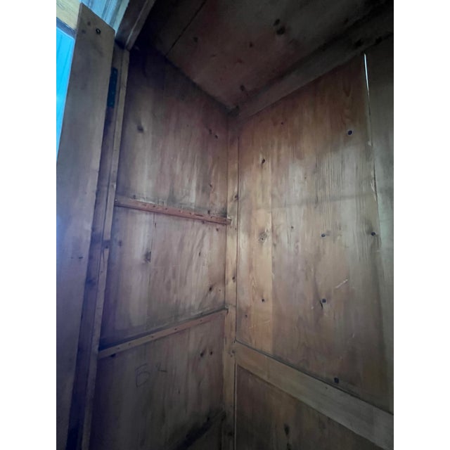 Antique Belgian Faux Bois Painted Linen Cabinet Circa 1890 Open Slat Doors Four Shelves For Sale - Image 9 of 12