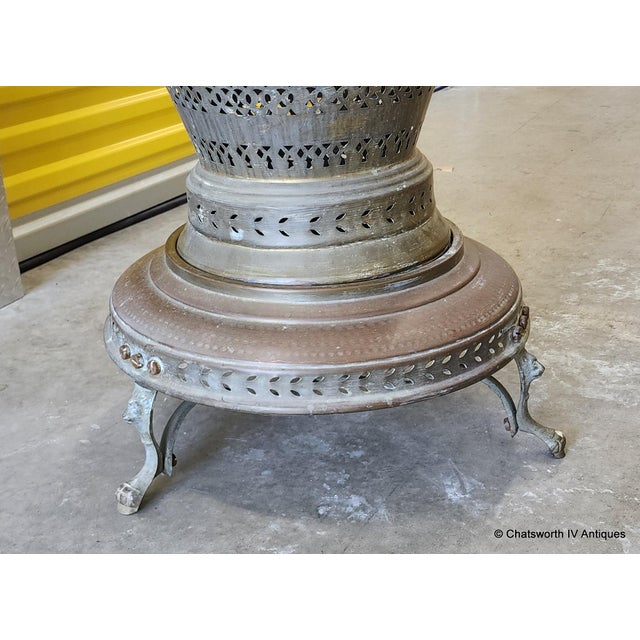 Antique Turkish Pierced Brass & Copper Brazier Coal or Wood Burner, C1930s For Sale - Image 9 of 15