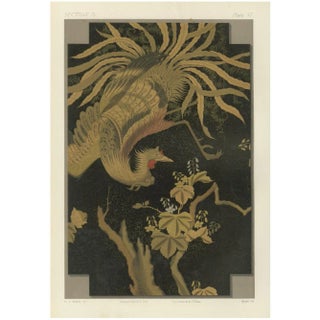 Japanese Phoenix in Flight, 1880s, Paper For Sale
