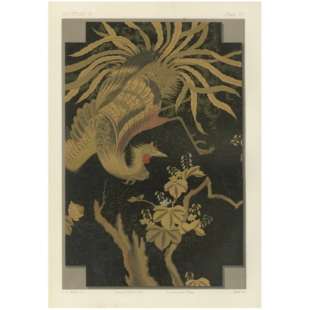 Japanese Phoenix in Flight, 1880s, Paper For Sale