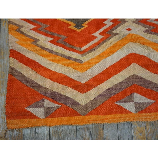 1880s Multicolor Chevron Antique American Navajo Rug 5'5" X 7'2" Flatweave Wool Carpet For Sale - Image 9 of 18