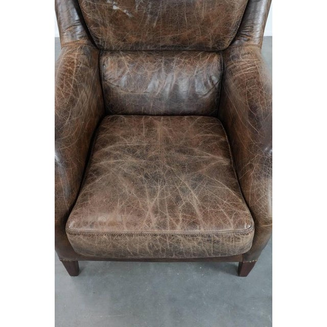 Vintage Brown Cowhide Armchair For Sale - Image 6 of 17