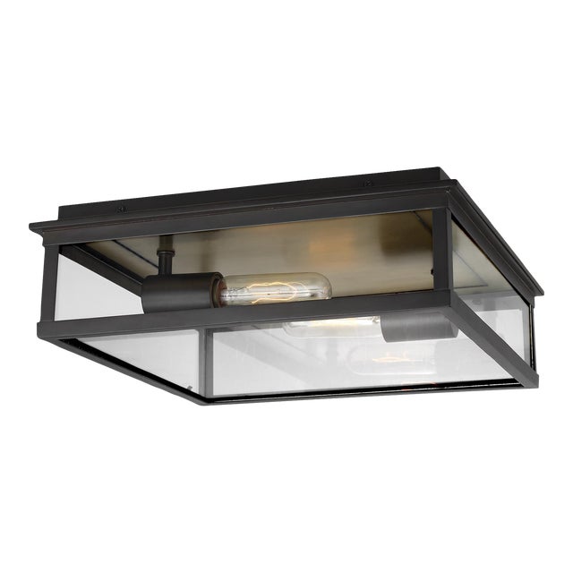 Chapman & Myers by Visual Comfort Studio Freeport Large Outdoor Flush Mount, Copper For Sale