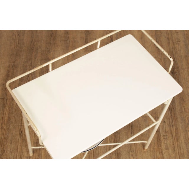 White Vintage Enameled Steel Wash Basin and Stand For Sale - Image 8 of 13