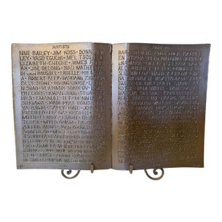 Name Recognition Bronze Open Book Sculpture by Herbert Simon, Ca. 1995 For Sale
