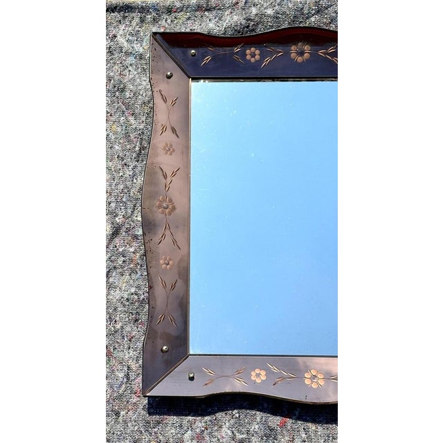 Glass Art Deco Rose Glass Bevelled Venetian Flower Petal Mirror, 1930s For Sale - Image 7 of 18