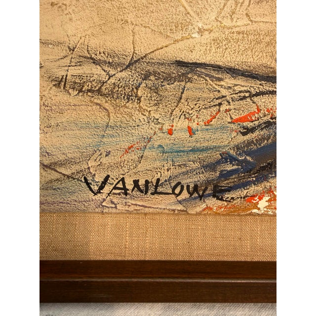 MCM Original Signed Framed Impasto Still Life Painting on Board by Vanlowe For Sale - Image 4 of 12