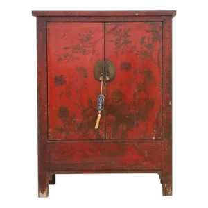 Antique Painted Chinoiserie Armoire Cabinet