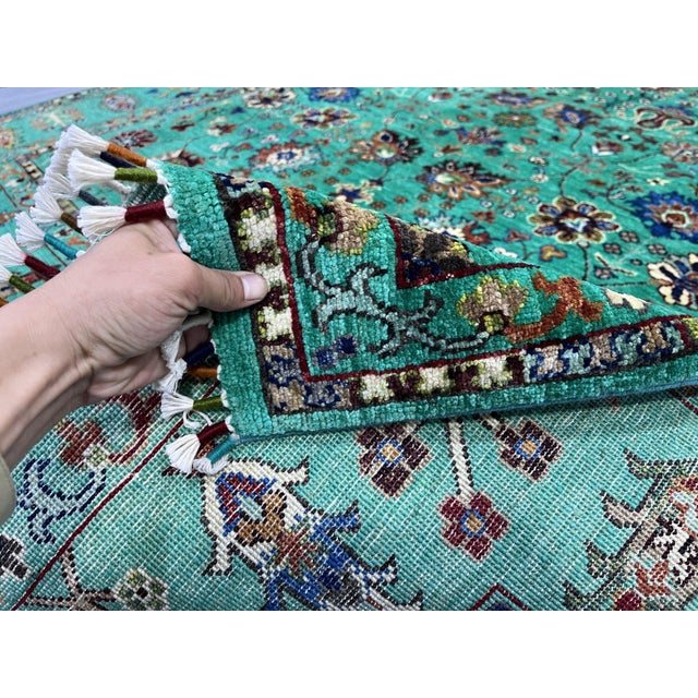 Turquoise Sultani Persian-Inspired Floral Rug, 5'8" X 8'2" For Sale - Image 11 of 14