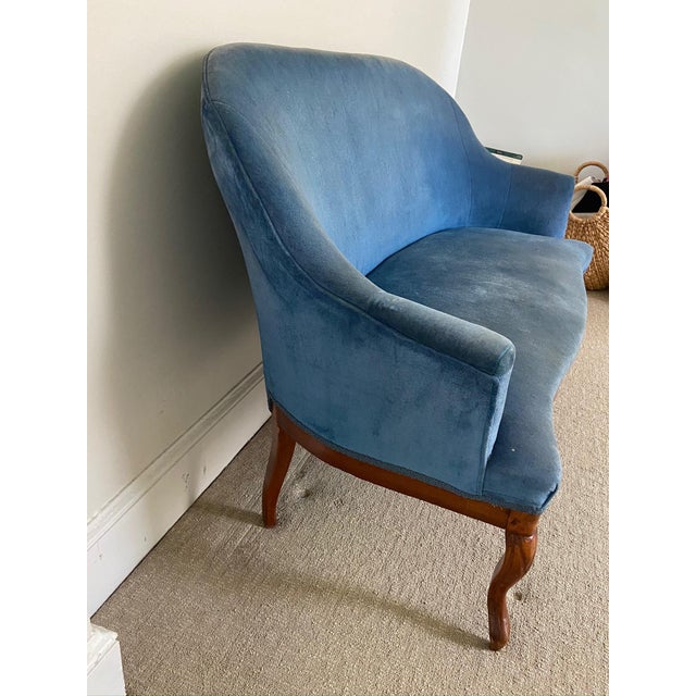 Antique Blue Velvet Settee Chairish