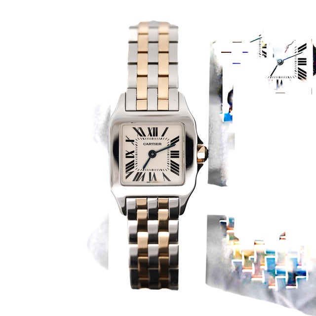 Cartier Santos Demoiselle 2698 Two-Tone Steel & 18k Gold Ladies Bracelet Watch For Sale - Image 9 of 9