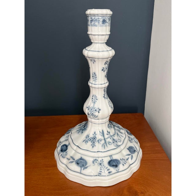 Mid 18th Century 18th Century Meissen Blue Onion Candlestick Holder C. 1763-1774 For Sale - Image 5 of 12