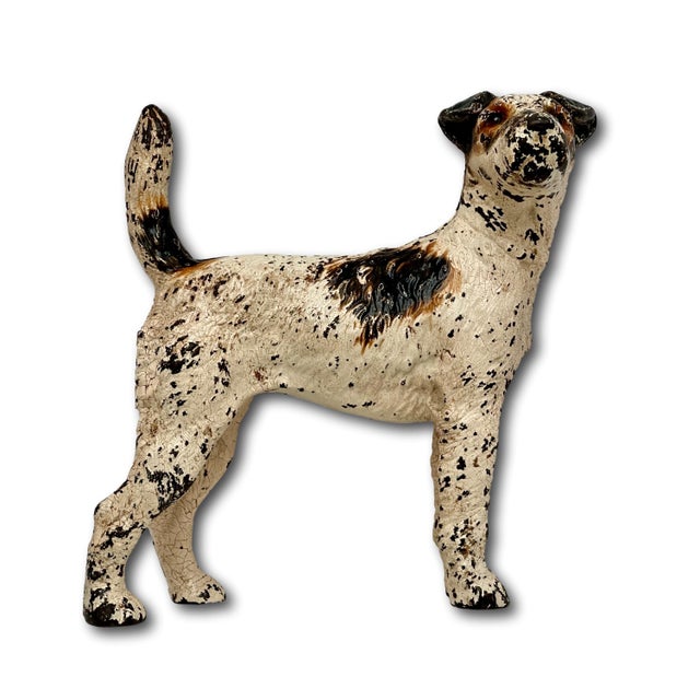 This Really is a Great Looking Authentic Vintage Cast Iron Figurative Fox Terrier Dog Doorstop. Circa 1930s. It Still...