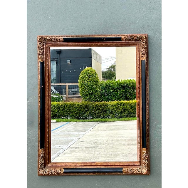 Vintage Ornate Gold and Black Frame Mirror For Sale - Image 10 of 12