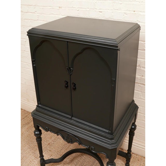 Gothic Dark Green Antique Bar Hutch For Sale - Image 3 of 12