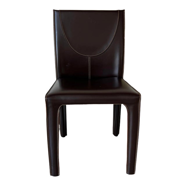1980's Postmodern Italian Brown Leather Desk Chair by Arper For Sale