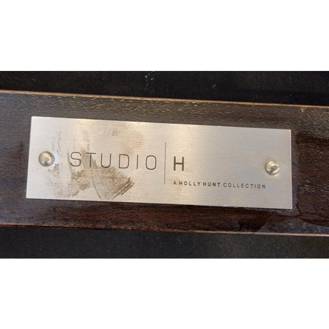 Holly Hunt Authentic Holly Hunt "Studio H" Leather Scoop Dining Arm Chairs Set 10 For Sale - Image 4 of 18