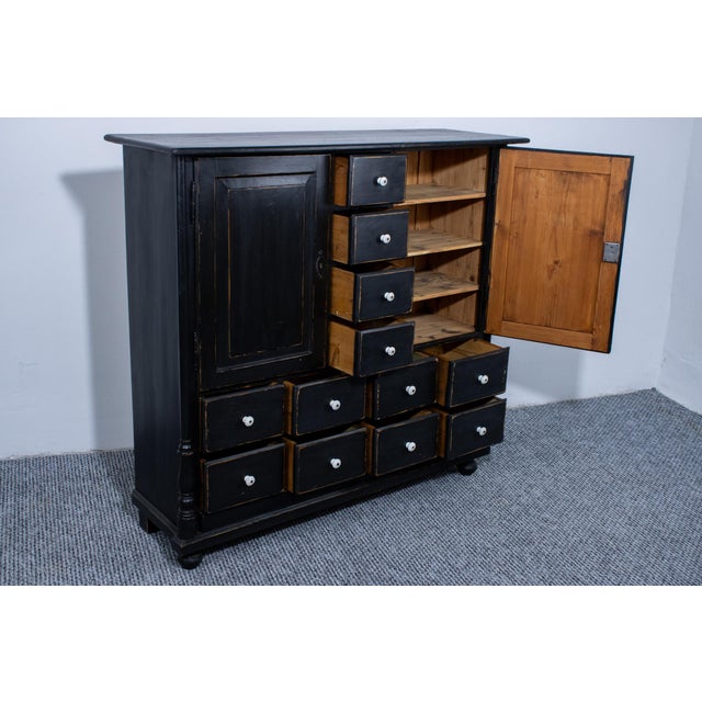 Antique Pine Cupboard with 12 Drawers, 1925 For Sale - Image 3 of 8