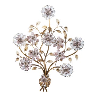 Sconce with Glass Flowers from Haertl, 1950s For Sale