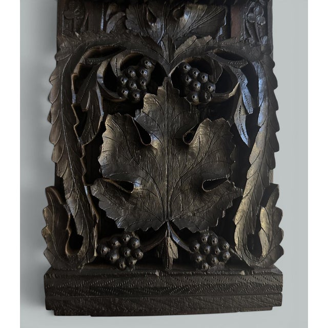 Wood Antique Vintage Black Forest German Book Slide Carved Irish Shamrocks Maple Leaf For Sale - Image 7 of 11