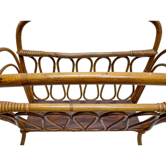 Tan Rattan Bamboo Magazine Rack from Franco Albini, Italy, 1970s For Sale - Image 8 of 15