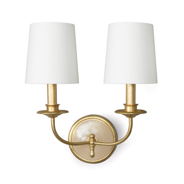 Metal Southern Living Fisher Steel Double Sconce, Gold For Sale - Image 7 of 7