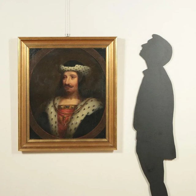 Oil on Canvas. Intense and quality, the painting depicts a monarch of the royal house of Scotland. Surrounding the...