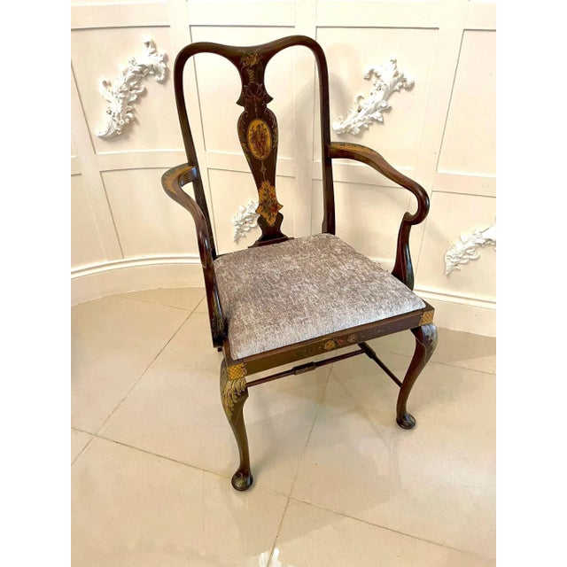 Edwardian Mahogany Decorated Desk Chair For Sale - Image 12 of 18