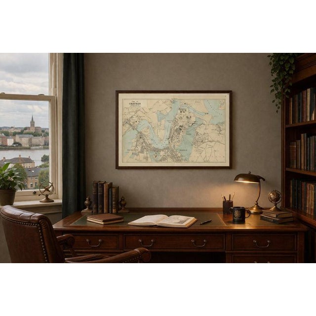 Black Decorative Map of Chatham, Rochester and Gillingham, Naval Dockyard Plan, 1885 For Sale - Image 8 of 9