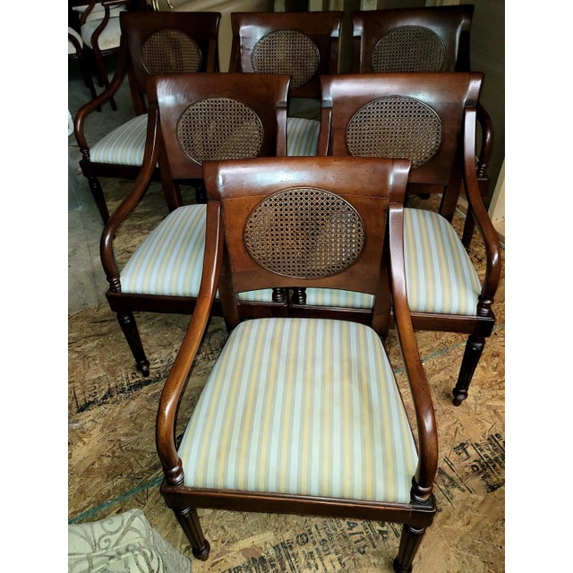Late 20th Century Set of 6 Federal Style Mahogany Cane Back Dining